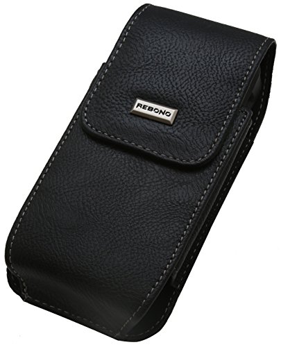Rebono Premium Faux Leather Carrying Case / Belt Holster Clip For iPhone 5/5S, SE Otterbox Commuter Series Case - Black