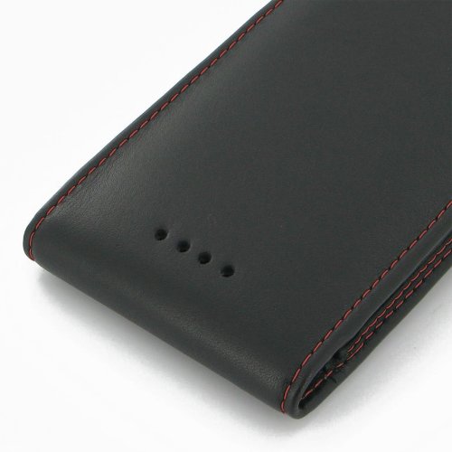 

HTC Butterfly Leather Case - X920e - Vertical Pouch Type WITH Belt Clip (Black Red Stitchings) by PDair