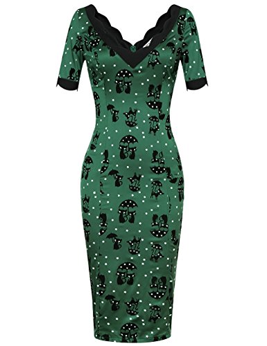 MUXXN Women's 50s Jade Cat Casual Pencil Dress