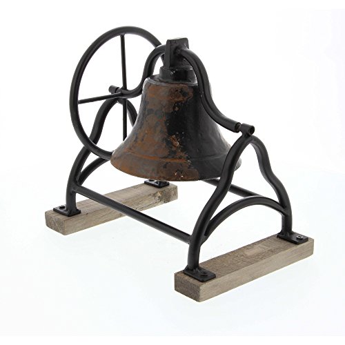 Algopix Similar Product 8 - Benzara Rusted Black Metal Wood Bell