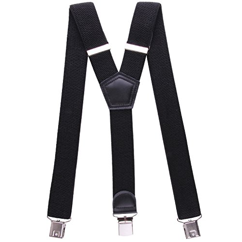 JINIU Mens Suspenders Adjustable Elastic Y Shape Strong Clips Heavy Duty
