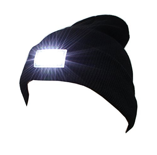 Ultra Bright 5 LED Beanie Cap/Hat Hands Free Unisex Lighted Stocking Cap Perfect Hands Free Flashlight For Camping,Hiking,Hunting,Fishing,Jogging,Construction or Just For Fun One Size Fits Most