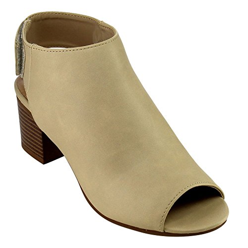 CityClassified IB69 Women's Stacked Block Heel Cutout Ankle Strap Bootie