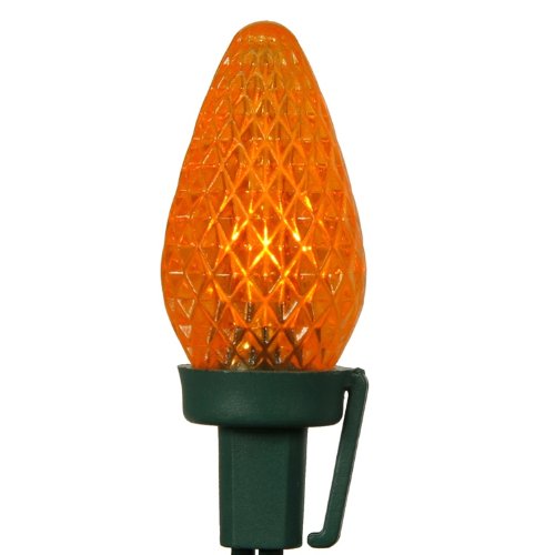 25 c7 orange led christmas light set; green wire