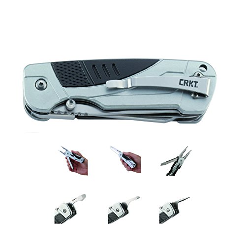 Klettersport & Segelsport einhandmesser Multitoolmesser CRKT Bivy Design: Hans Florine mit Messer Spitzzange Kreuzschlitz- & Schlitzschraubenddreher Marlspieker mit Tantoklinge Liner-Lock und Öse zum Festmachen