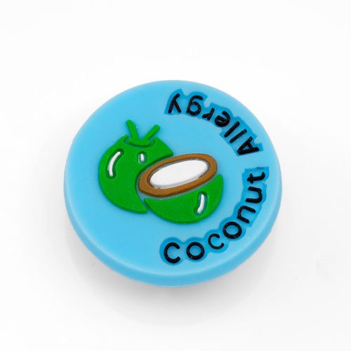 Coconut Allergy Button for Kids Rubber Medical Bracelet