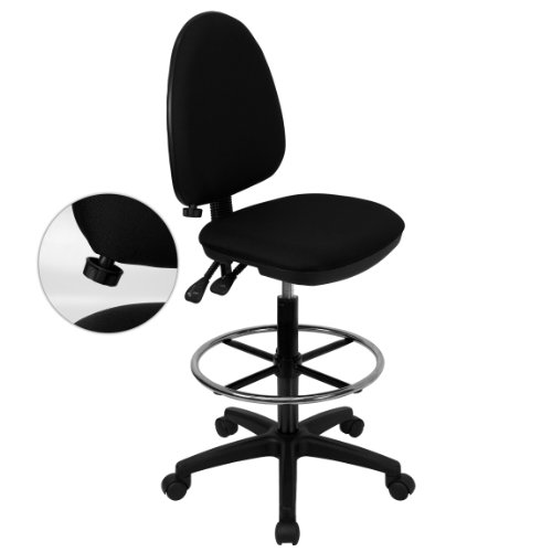 

Mid-Back Multi-Functional Drafting Stool with Adjustable Lumbar Support iBlack