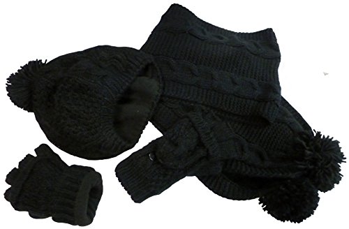 N'Ice Caps Women's Bulky Cable Knit Hat/Scarf/Converter Glove Set