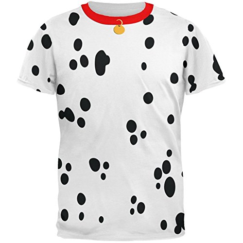 Dog Dalmatian Costume Red Collar All Over Adult T-Shirt