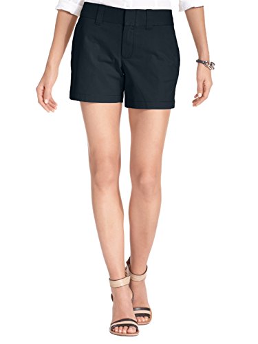 Tommy Hilfiger Womens Twill Solid Khaki, Chino Shorts