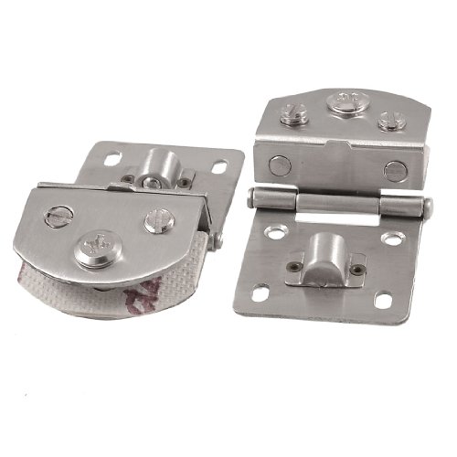2 Pcs Cabinet Glass Door Wall Mounting Metal Hinge Silver Tone