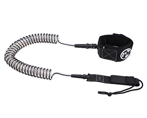 PGM SUP Surf Leash 10' Coiled 8.0mm Cord ,Surfboard-Free Standing Paddle Board Leash-Comfortable and Durable