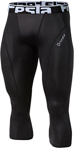 Tesla Men's Compression Baselayer Capri Leggings P15-BLKZ_2X-Large