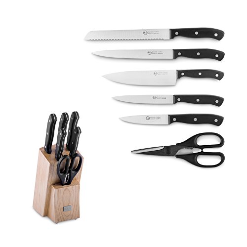 Messerset Nidda 7 tlg. von K & G seit 1948 bestückter Messer-Block aus Echtholz braun, rostfreier Edelstahl, inkl. Schere