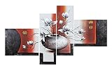 Neonphoenix Christmas Holiday Gift 100% Hand-painted Oil Painting Wood Framed Elegant Flower in the Vase Wall Decor Home Decoration Modern Landscape Paintings on Canvas 4pcs for Living Room