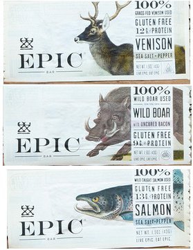Epic Bar Sampler Pack- Venison, Wild Boar & Salmon (1 Bar of Each)