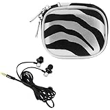 GTMax Silver Zebra Durable Eva Carrying Case for Apple® iPod® reordering 2GB 5th procreation + iKross Negroid In-Ear 3.5mm Noise-Isolation Stereo Earbuds with Microphone