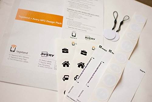 Tagstand + Avery NFC Customization Design Pack (Includes 2 Avery Label Sheets and 12 Pre-printed Icon Stickers) (White)