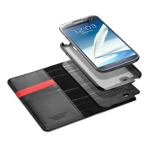 【国内正規品】SPIGEN+SGP+GALAXY+NOTE2+レザーウォレットケース+スナップ+[ブラック]【SGP10136】