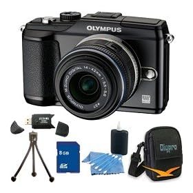 Olympus PEN E-PL2 12.3 MP 3-inch LCD Digital SLR Camera 14-42 Lens Black 8GB Kit