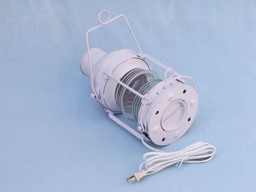 Iron Anchor Electric Lantern 15" - White - Electric Nautical Lantern - Beach Decor - Image 5