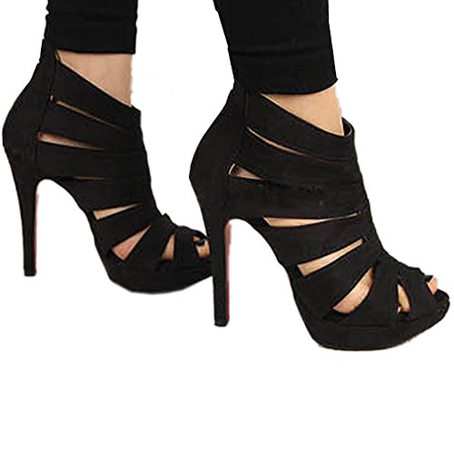 FINEJO Women High Heel Strap Sandal Ankle Open Toe Platform Pump Shoes