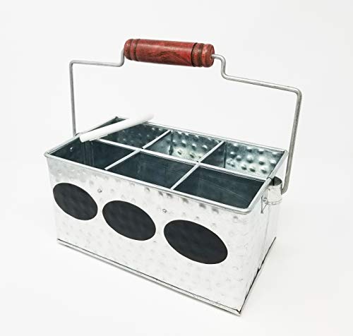 Algopix Similar Product 8 - Shabby Chic Hammered Tin Utensil Caddy