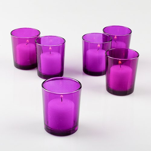 Set of 12 Purple Colored Eastland Glass Votive Candle Holders