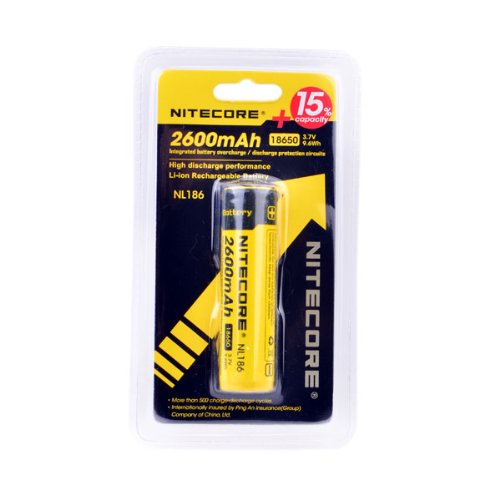 Nitecore 18650 3.7V 2A 9.6Wh 2600mAh Protected Li-ion Rechargeable Battery-Black+Yellow(NL186)