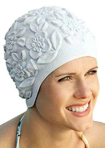 Retro Bathing Caps for Women: Floral Molded Swim Cap