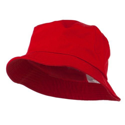 Big Size Cotton Blend Twill Bucket Hat - Red (For Big Head)