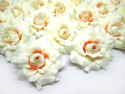 (24) Silk Cream Roses Flower Head - 1.75
