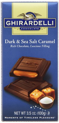 Ghirardelli Chocolate Squares Bar, Dark and Sea Salt Caramel, 3.5-Ounce (Pack of 12)
