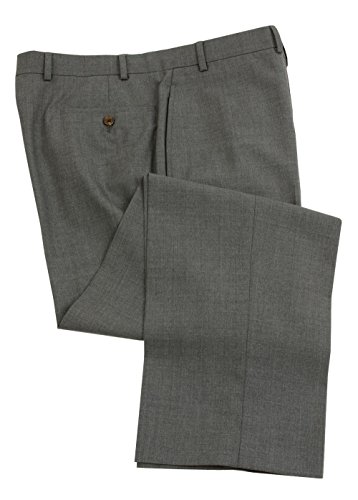 Ralph Lauren Men's Flat Front Solid Medium Gray Wool Dress Pants