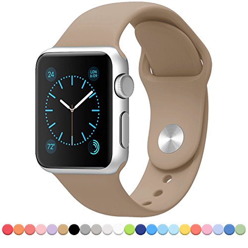 FanTEK Apple Watch Band - Soft Silicone Sport Style Replacement Iwatch Strap for Apple Wrist Watch 42mm Models M/L Size, Walnut