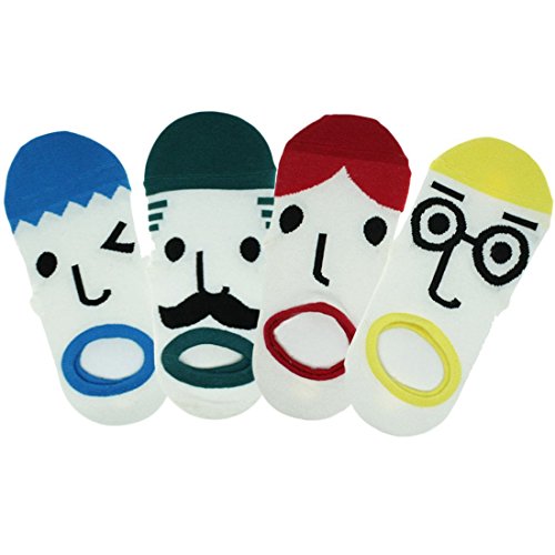 kilofly OMG Funny Face Socks Value Pack [Set of 4 Pairs], with Voodoo Doll