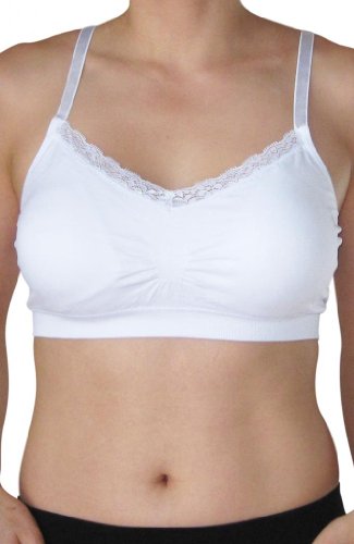 Coobie Women's Seamless V-Neck Lace Trim Bra