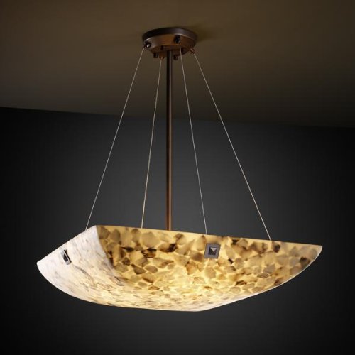 

Justice Design Group ALR-9664-25 Alabaster Rocks!â"¢ 36-in Square LED Bowl Pendant with Finials Dark Bronze, Concentric Squares Finial