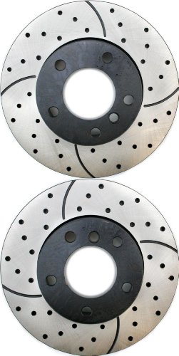Prime Choice Auto Parts PR44163LR Performance Drilled and Slotted Brake Rotor Pair for Front