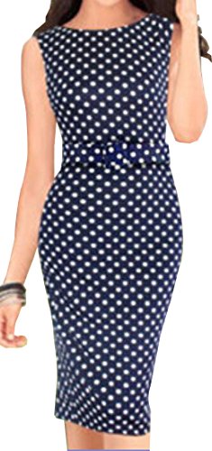 XTX Womens Temperament Polka Dot Slim Pencil Skirt Dress