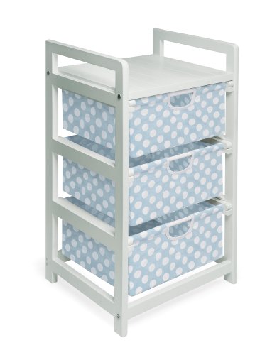

Three Drawer Hamper/Storage Unit White/Blue Polka Dot