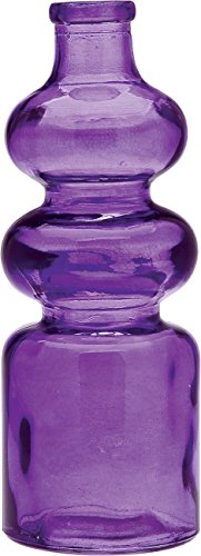 Luna Bazaar Small Vintage Glass Bottle (7-Inch, Genie Design, Purple) - Flower Bud Vase - For Home Decor, Party Decorations, and Wedding Centerpieces