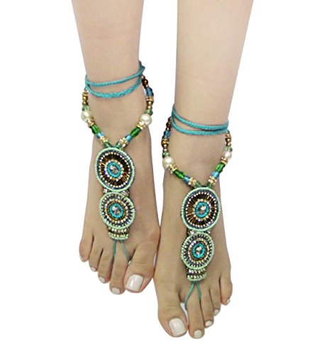 Bohemian Style Seed Bead Barefoot Sandals Anklet (Sold As Pair)