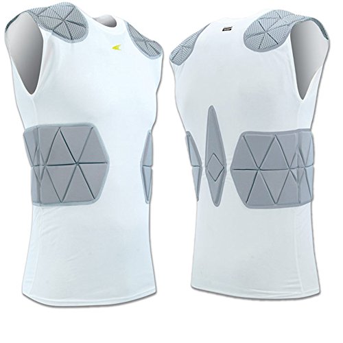 FJU6 Champro TRI-FLEX Compression ARMOUR Shirt PADDED CH White ADULT XL