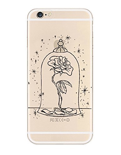 iPhone 6 Case, DECO FAIRY® Protective Case Bumper[Scratch-Resistant] [Perfect Fit] Translucent Silicone Clear Case Gel Cover for Apple iPhone 6 (Black Rose Outline iPhone 6 4.7)
