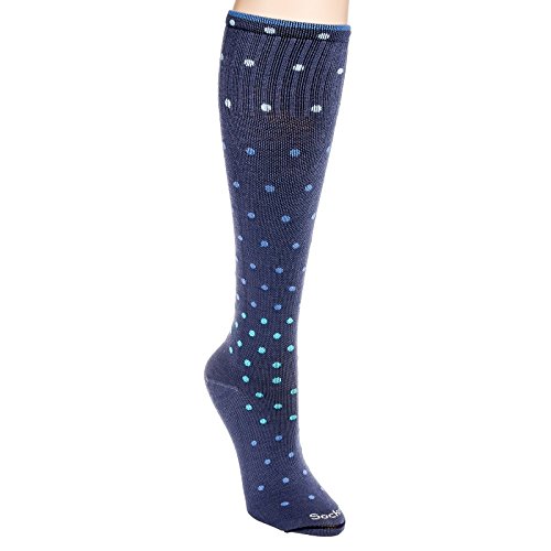 Sockwell Womens On the Spot Travel Compression Therapy Socks (Denim Blue, M/L)