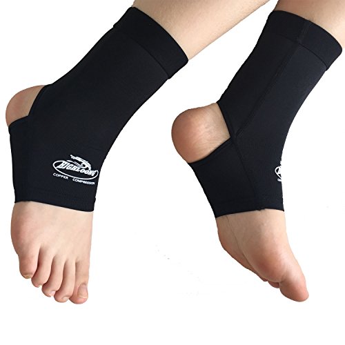 Copper Infused Compression Recovery Ankle Brace Sleeve, Plantar Fasciitis Sock, Ankle Arch Support - 2 pcs set (M)