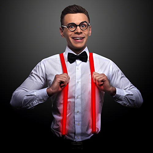 Red LED Light Up Suspenders