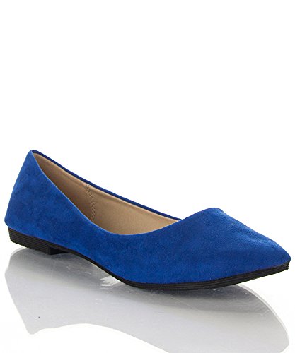 ROF Women's Classic Casual Dressy Comfort Soft Slip On Pointed Toe Ballet Flats