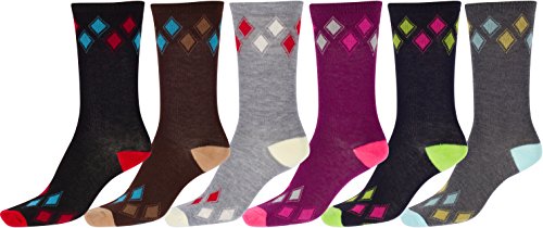 Sakkas Women's Poly Blend Soft and Stretchy Crew Pattern Socks Assorted 6-pack